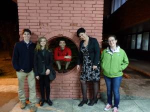 A picture by the school in Banja Luka with the other exchange students 